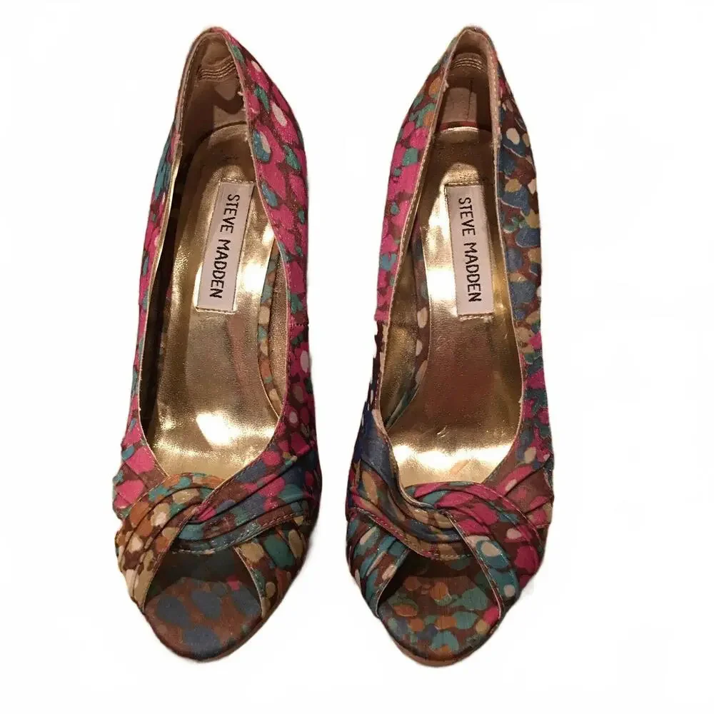 😎🩷Steve Madden Size 6 M Destin High Heels Open Toe Platform Shoes Heels